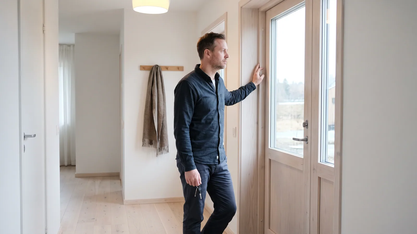 En bilist kører ad en mørk landevej en vinteraften med modkørende forlygter, der blænder gennem forruden